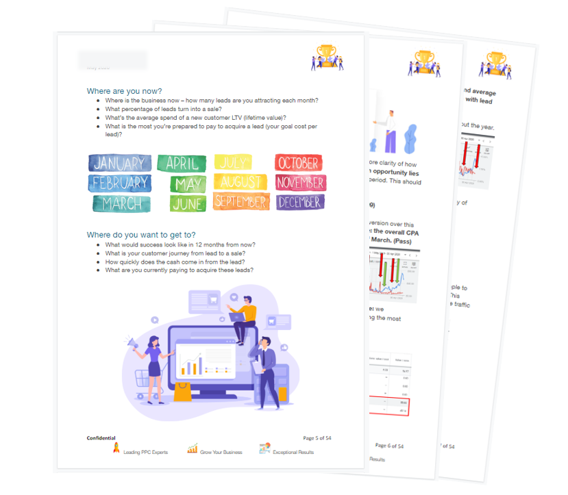 Pages four through six of the free Bing Ads Account audit