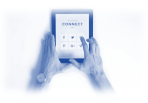 Image showing an ipad with the word 'Connect' - this is to show being active with your customer base will help elevate your brand and keep you in front of peoples eyes - more visibility will mean more sales