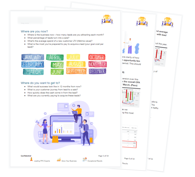 Image showing the Free PPC Audit pages three through to six - get your free PPC Audit today