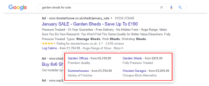 Image showing live ads on Google with Price Extensions. Adding these will improve your CTR