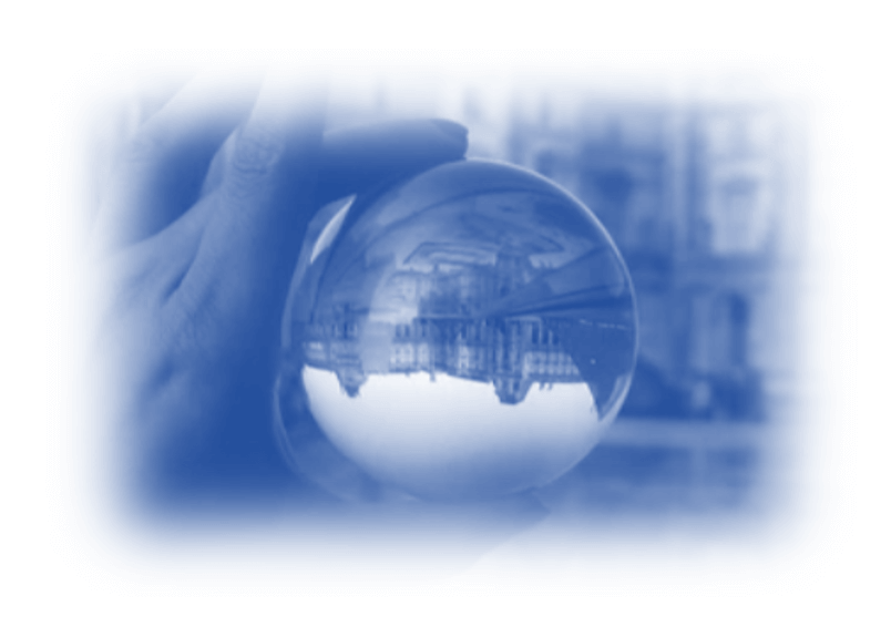 An artistic image showing the same view but upside-down as viewed through a glass ball. This is to signify the Conversion discrepancies between Google Ads and Google Analytics are there for all to see - but they are both right due to the data they are reporting on