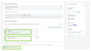 Image showing the Audiences and Audience Attributes section on the LinkedIn Ads platform