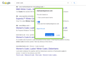 Image showing the Google SERPS with the new Google Ads Identity Verification