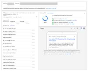 image showing the ad creation page in google ads