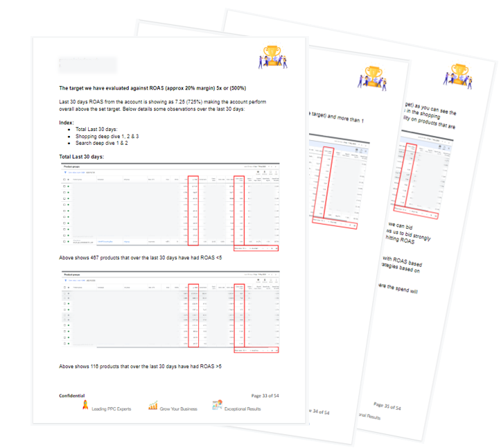 Image showing the first three pages of our Twitter Ads Audit