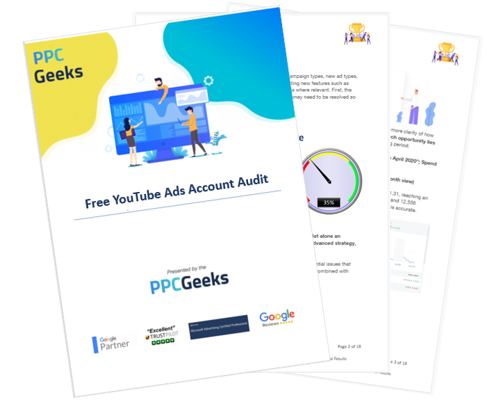 Image showing the first 3 pages of the Free YouTube Ads Audit