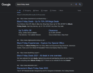 Black Friday deals showing on Google for the search term black friday deals - ppc geeks