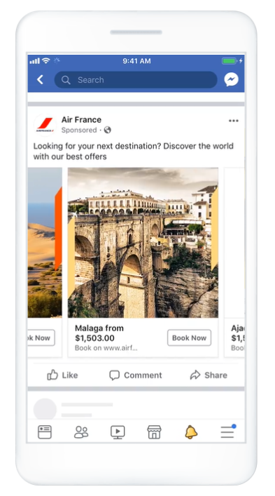 Image showing a Facebook Ads Carousel Ad example