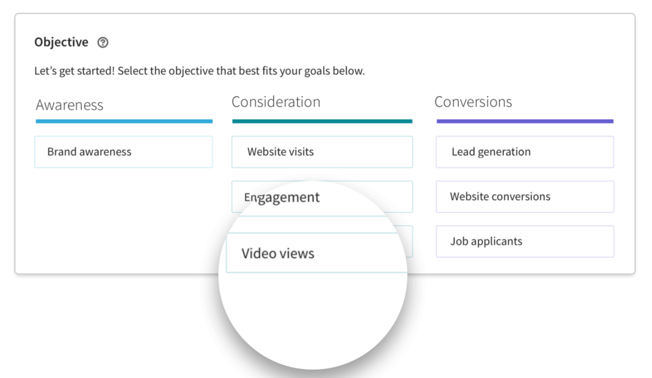 Image showing the targeting options for Video ads on LinekdIn