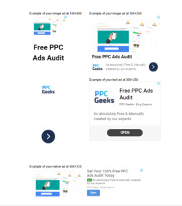 Image showing four differnt ad types on the display ads network - PPC Geeks