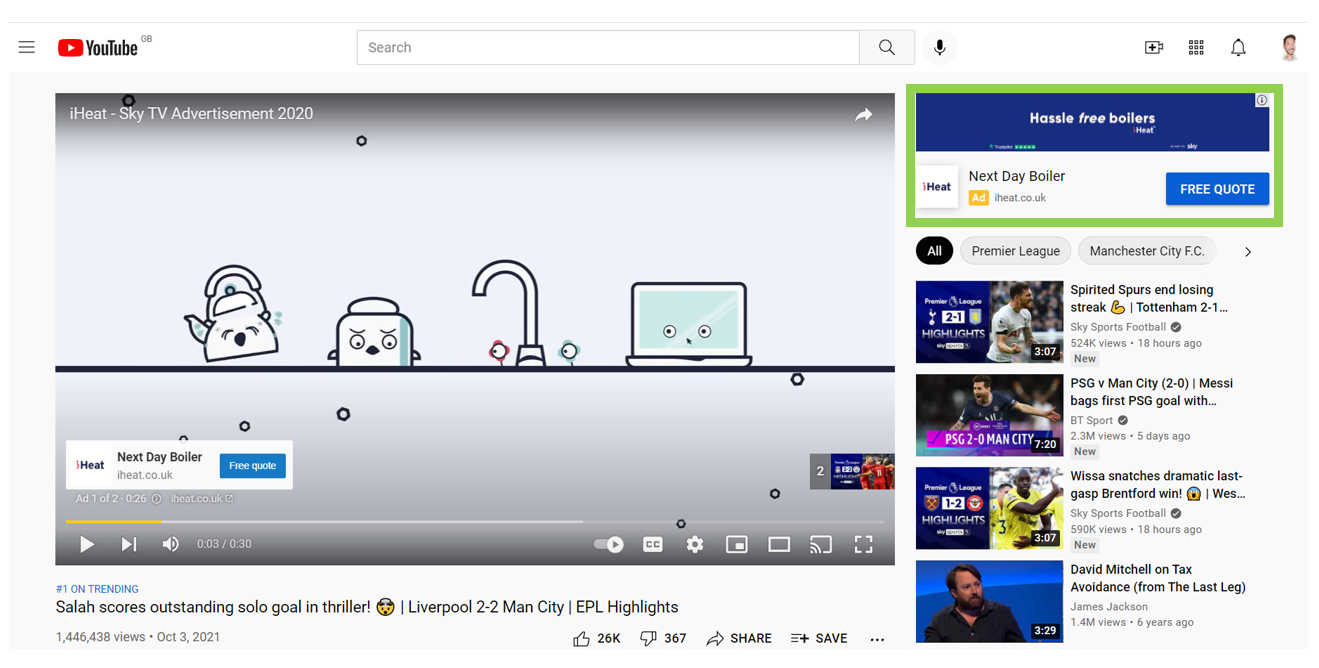 Video Ads - example of display ad on Youtube - PPC Geeks