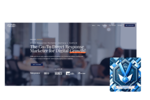 "Profitable-ads.com homepage featuring a blue award badge for Best Facebook Ads Agencies 2024, highlighting their expertise as a go-to direct response marketer for digital growth.