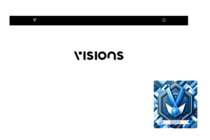 Best web designers 2024 blue award badge next to the minimalist logo of Visions on their sleek website header, denoting their status as a top-tier web design agency.