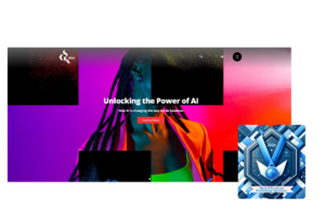 SGK's vibrant website showcasing 'Unlocking the Power of AI' theme with an individual in profile, accompanied by a 'Best Influencer Marketing Agencies' blue award for 2024.