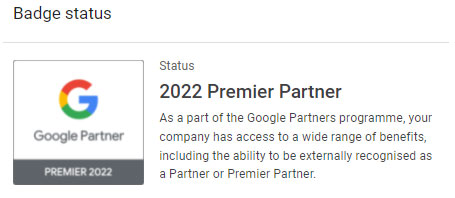 2022 Google Premier Partner badge