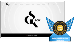 Photo of SGK’s website with their reward as our 13th leading Influencer Agencies. It's inspiring to see them continue to raise the standard.