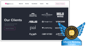 Image showing Spin Brand's reputation and identity, demonstrated in their ranking as 4th among our top 15 Influencer Brands in 2022. Their dedication has been recognized by our team as one of the best. 