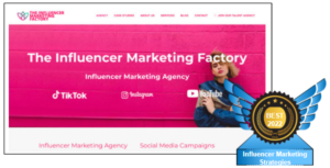 Photo of The Influencer Marketing Agency’s homepage showing it was ranked twelveth in the Best Influencer List of Agencies in 2022 as an outcome of their diligence. PPC Geeks would like to praise and commend you on your fantastic achievement!