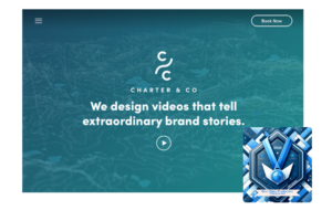 Charter & Co's homepage with 'Best Video Production Companies' blue award badge, showcasing their commitment to telling extraordinary brand stories.