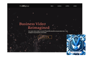 DVI Group homepage with 'Best Video Production Companies' blue award badge, highlighting their innovative business video solutions.