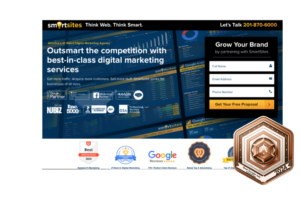 SmartSites website with 'Best Google Ads Agencies' bronze award for 2024