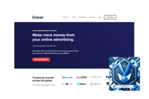 Linear agency website with 'Best Google Ads Agencies' award for 2024