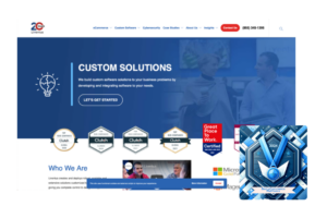 Liventus website page showing a blue award badge, celebrating their recognition as one of the Best eCommerce Platforms in 2023.