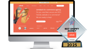 Website of Naturaily, a Jamstack and e-commerce agency, showcasing their services with a Best Shopify Agency 2025 award presented by PPC Geeks.