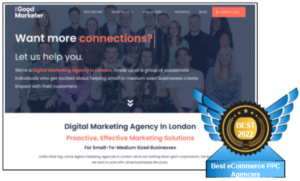 According to their website, The Good Marketer Inc was placed eleventh in the top eCommerce PPC firms in 2022 as a result of their study. PPC Geeks would like to congratulate you on your fantastic accomplishment!