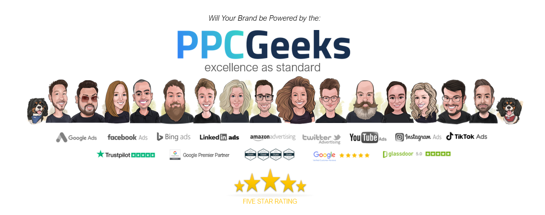 This is a glimpse of our PPC Geeks Team Banner, which includes photos of our staff. We're showcasing everybody who makes up PPC Geeks as we're seeking the best candidate for this WFH Account Manager position through our Google Ads Job search.