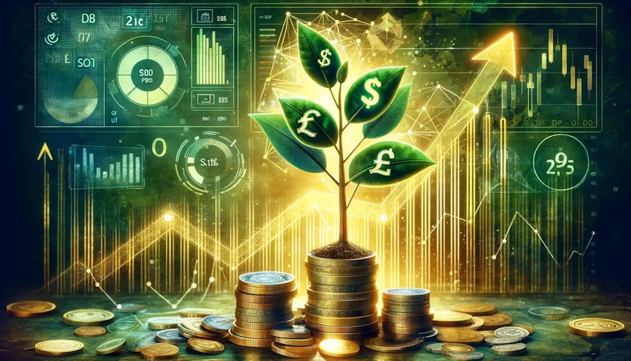 A conceptual image illustrating the growth and success achievable through effective PPC management, with a sapling growing from coins into a robust tree, symbolizing prosperity and ROI.