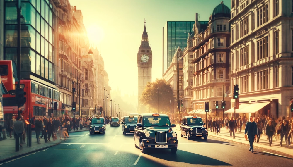 Busy London Street: Capturing the bustling city life and potential for local advertising
