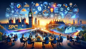 An illustrative review of London’s top PPC agencies showcasing their expertise in tailored campaign management, measurable results, and SEO-PPC integration against the backdrop of London's skyline, highlighting the competitive advantage in the digital marketing landscape.