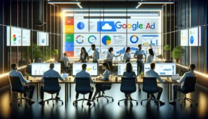 A team of professionals at a Google Ad Agency analyzing PPC campaign data, discussing Are Google Ad Agencies Worth It?