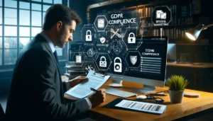 Key Innovations and Trends in Google Ads - A professional setting highlighting GDPR compliance in digital marketing, with emphasis on secure data management and privacy protection.