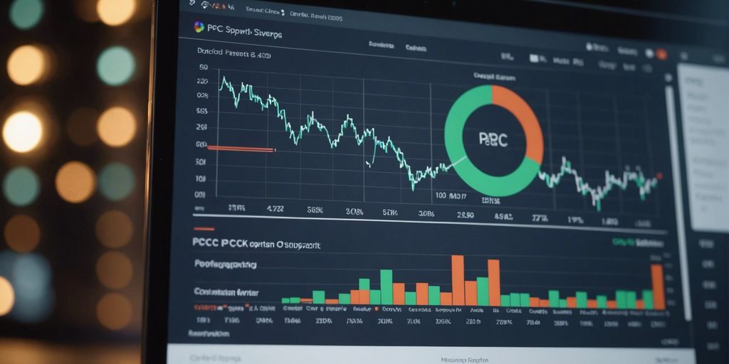 A computer screen displaying a detailed dashboard with graphs and metrics for PPC performance, focusing on negative keywords management to optimize campaign results.