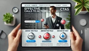 A professional website mockup designed to optimise website for conversions, showcasing strategically placed calls to action (CTAs) for maximum visibility and effectiveness.