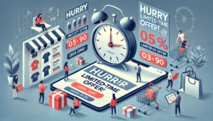 An online shopping website featuring a countdown timer for limited-time offers, creating a sense of FOMO among shoppers.