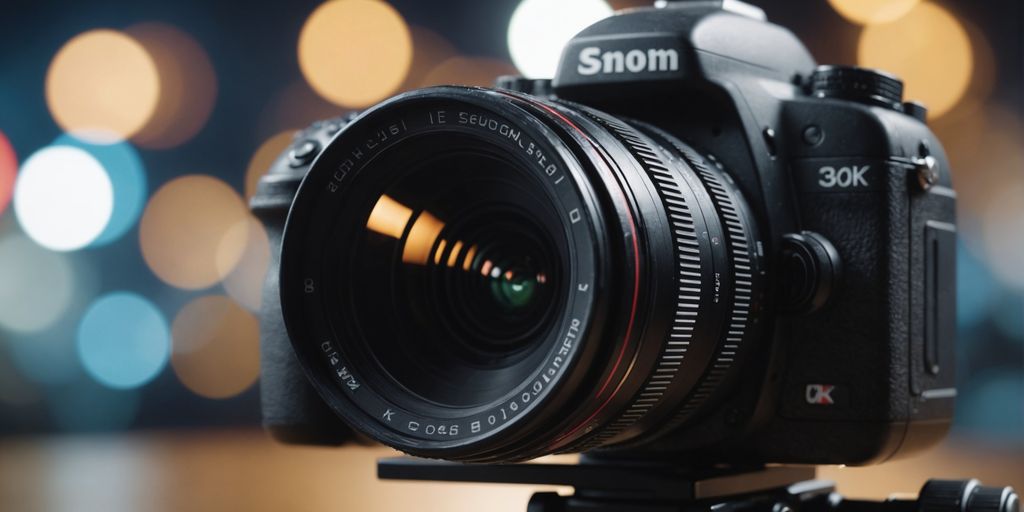 Guide to Search Engine Marketing showing a close-up of a professional camera with a blurred background, symbolizing the focus and clarity needed in effective SEM strategies.