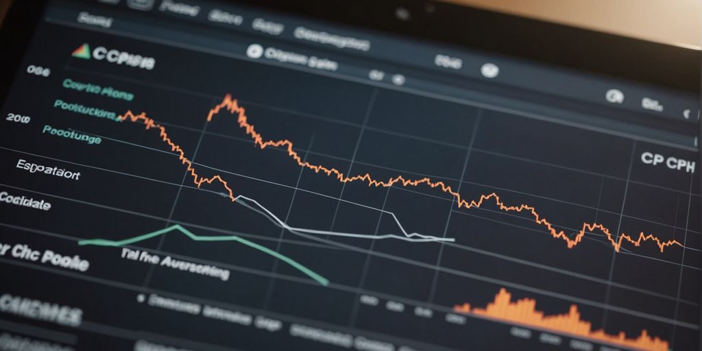 Choosing the Right Bidding Strategy graph showing various data points and trends on a digital screen, illustrating the importance of monitoring and analyzing performance metrics.