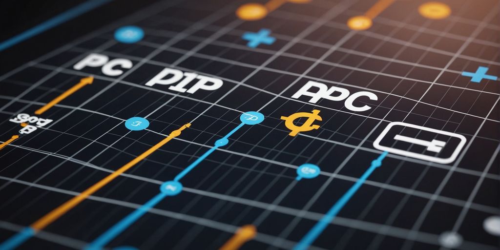 How much does a PPC ad agency cost? illustration featuring digital marketing symbols, graphs, charts, and monetary icons.