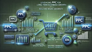 Illustration of leveraging PPC for long-term ecommerce growth with focus on building brand awareness