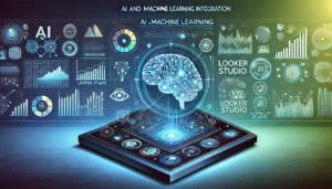 Illustration of AI and machine learning integration with data visualisation elements