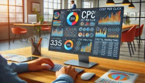 Mastering Key Metrics: A digital marketing dashboard showing Cost Per Click (CPC) prominently.