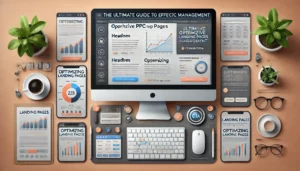 A visual representation of effective PPC management, highlighting the optimization of landing pages for conversions with a focus on user-friendly design, clear navigation, and a prominent call-to-action.