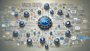 An illustrative representation of omnichannel marketing expertise, showing how ecommerce PPC agencies enhance strategies by targeting specific audiences across various channels.