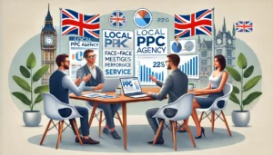 Best PPC Agency for Your UK Business - A face-to-face meeting between a local PPC agency and a client in a UK office, demonstrating the ease and accessibility of working with a nearby PPC expert.