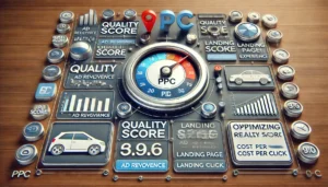  A digital marketing dashboard illustrating how PPC really works by showcasing Quality Score metrics, including ad relevance, keyword performance, and landing page experience.