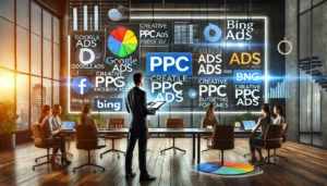 A business owner analyzing various PPC platforms, focusing on creative PPC budgeting for SMEs to make informed platform choices.