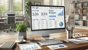 Is Google PPC Worth It? A modern workspace with a Google Ads dashboard on the screen, showcasing budget control options, reflects the flexibility of PPC campaigns.